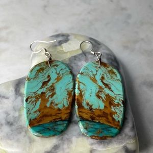 Royston Turquoise earrings. Silver tone wires.